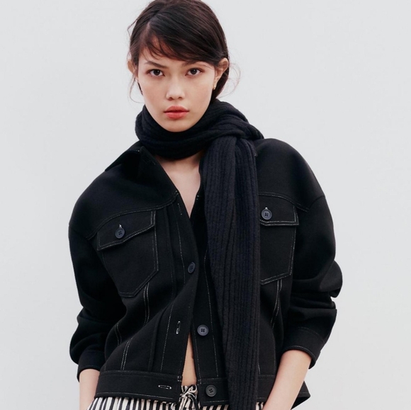 ZARA FELT TEXTURE JACKET WITH TOPSTITCHING - Picture 5 of 6